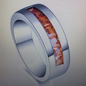 Red zircon ring stamped 925 Silver size 7 RING